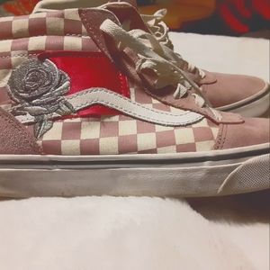 Van's hi pink/white checkered sz 8.5